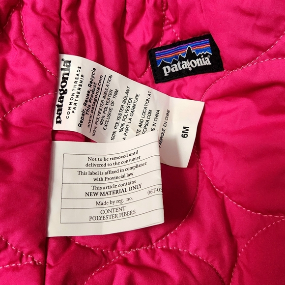 Patagonia Puff-Ball Reversible Jacket and matching pants girls size 6M 6 Months - Picture 8 of 9